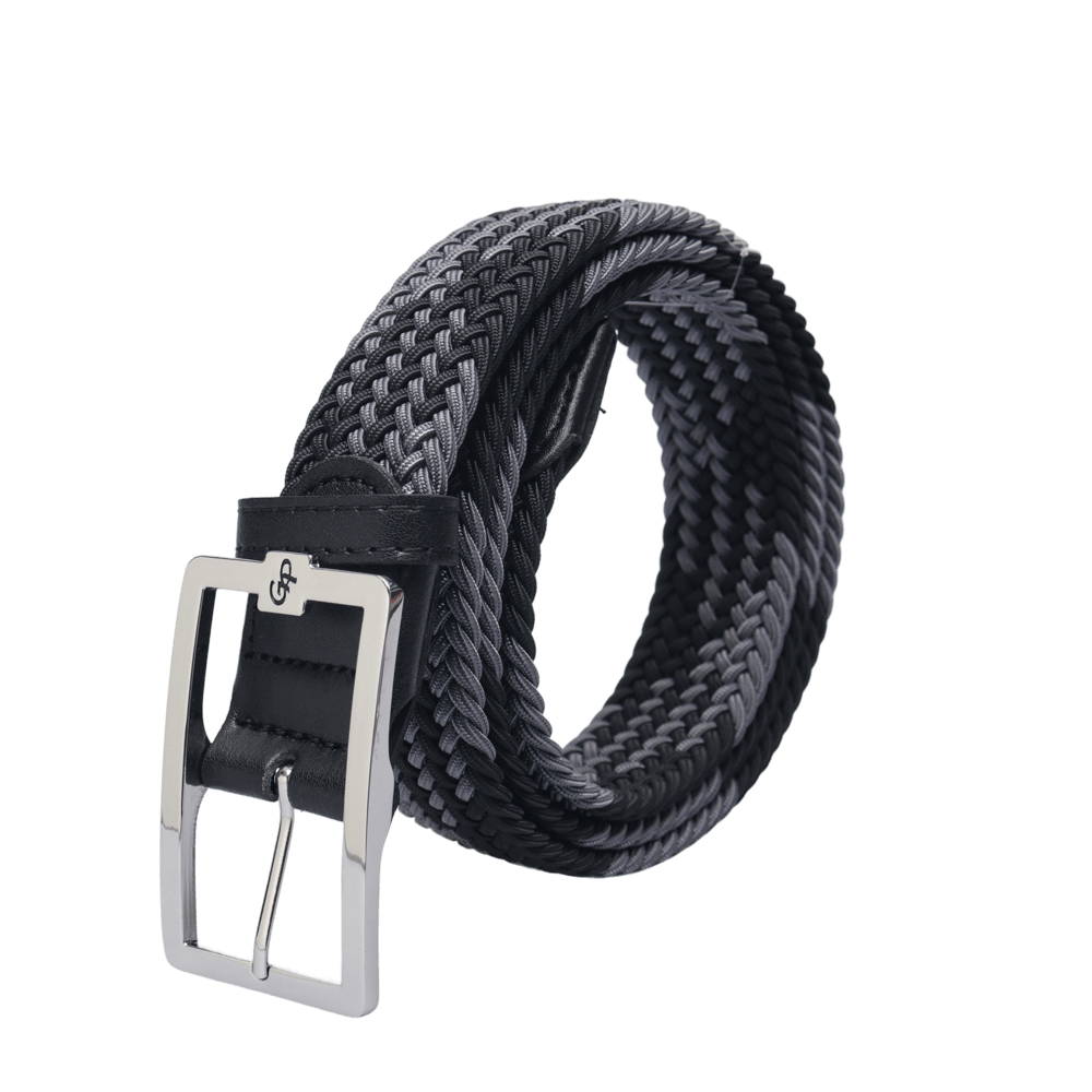 GoPlayer Men's Golf Elastic Belt (Black and Gray)