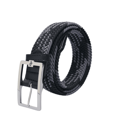 GoPlayer男高爾夫鬆緊皮帶(黑灰)