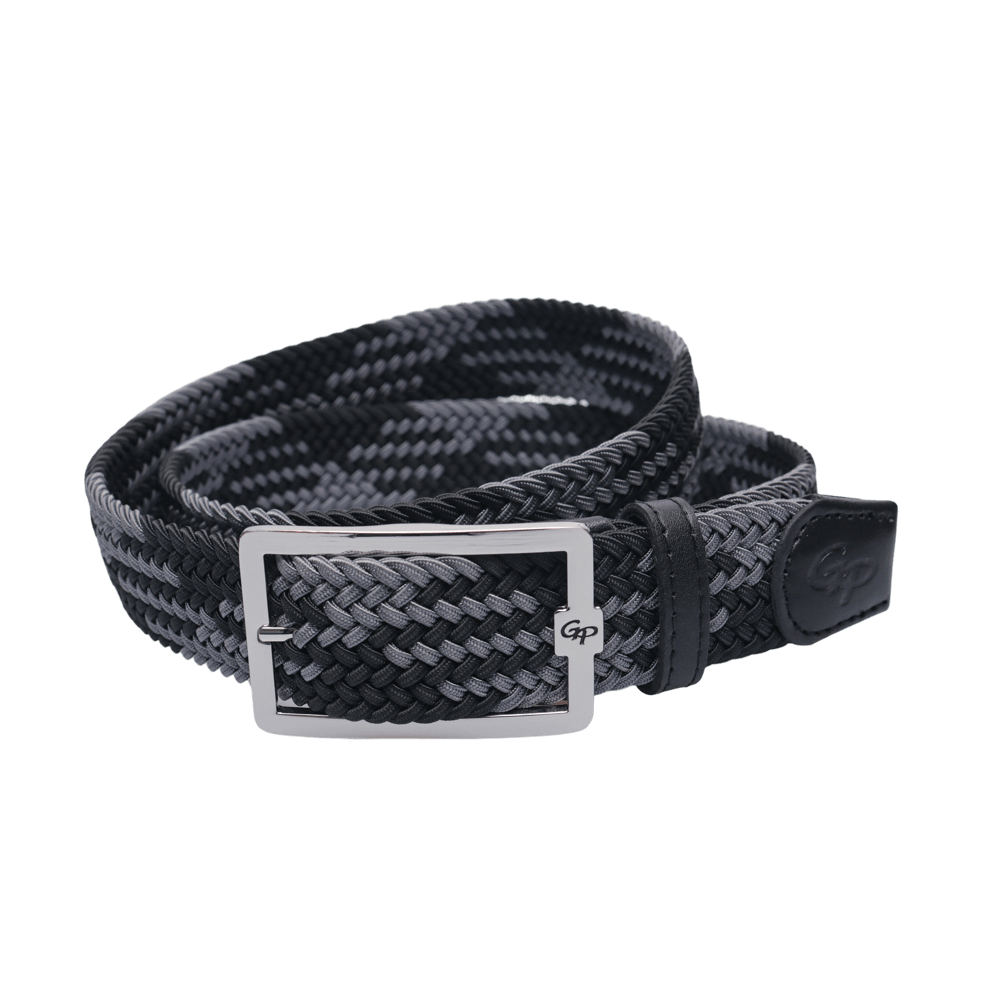 GoPlayer Men's Golf Elastic Belt (Black and Gray)