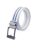 GoPlayer 寬自動扣皮帶(白皮雙淺藍條)