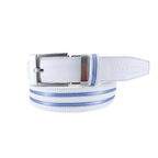 GoPlayer 寬自動扣皮帶(白皮雙淺藍條)