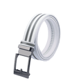 GoPlayer wide automatic buckle belt (white leather with double grey stripes)