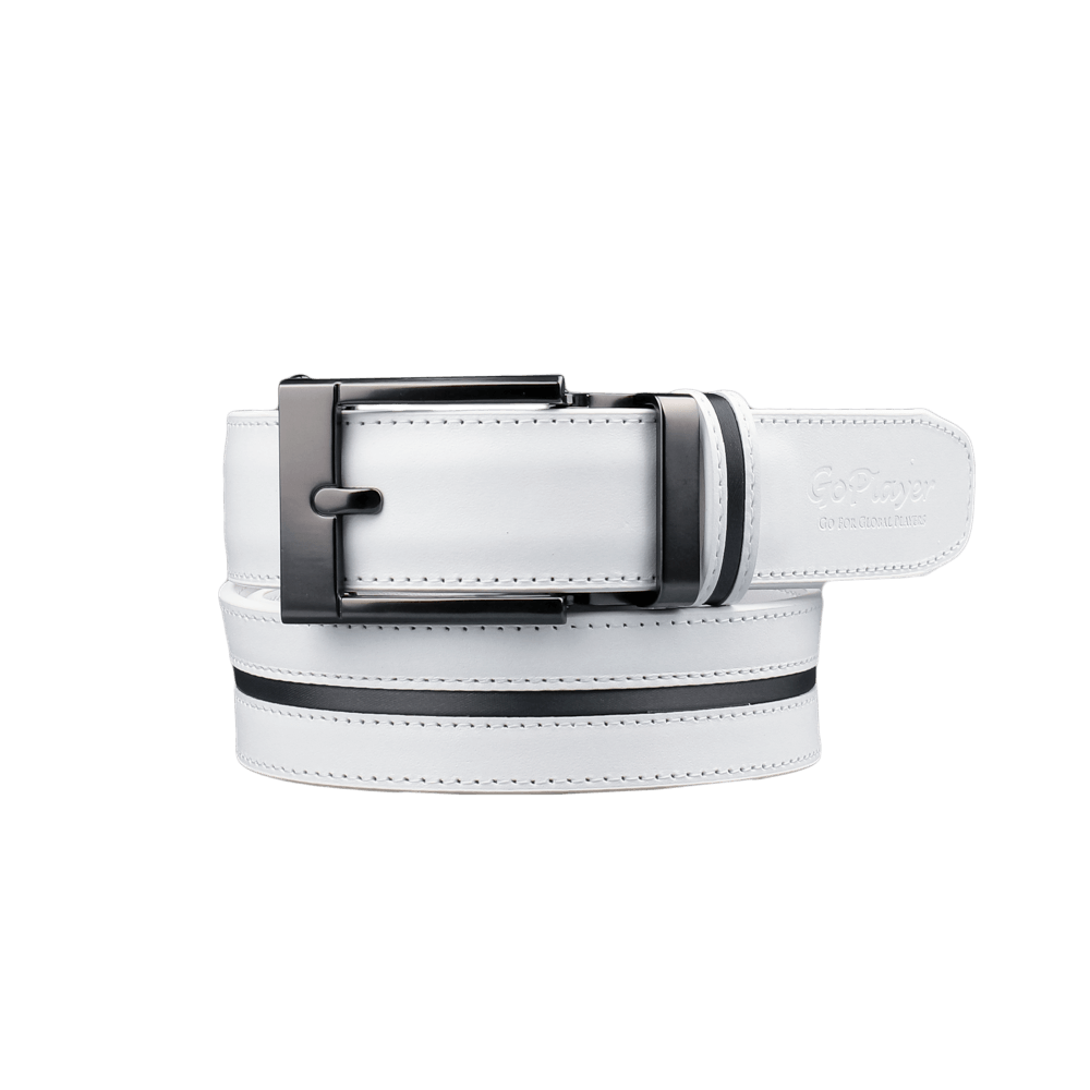 GoPlayer Wide Slide Buckle Black Golf Belt (Red Stripe)