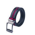 GoPlayer Wide Slide Buckle Black Golf Belt (Blue Stripe)