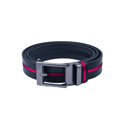 GoPlayer Wide Slide Buckle Black Golf Belt (Blue Stripe)