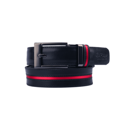 GoPlayer Wide Slide Buckle Black Golf Belt (Blue Stripe)