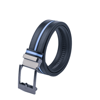 GoPlayer Wide Slide Buckle Black Golf Belt (Blue Stripe)