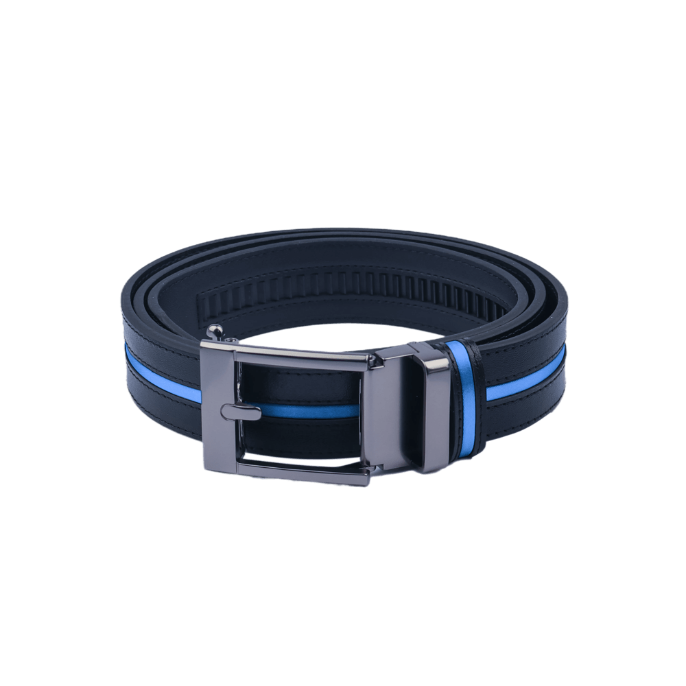 GoPlayer Wide Slide Buckle Black Golf Belt (Blue Stripe)