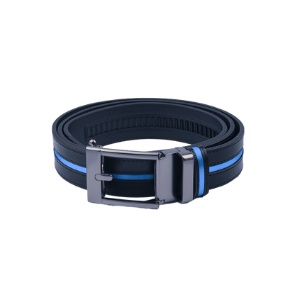 GoPlayer Wide Slide Buckle Black Golf Belt (Blue Stripe)