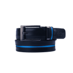 GoPlayer Wide Slide Buckle Black Golf Belt (Blue Stripe)