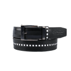 GoPlayer ワイド スライド バックル ブラック ベルト (黒と白のチェック ストライプ)