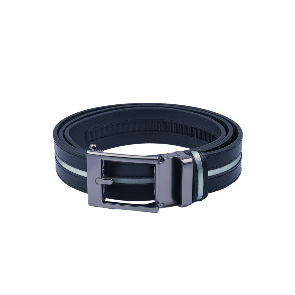 GoPlayer Wide Slide Buckle Black Golf Belt (Blue Stripe)