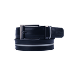 GoPlayer寬滑扣黑皮帶(灰織條)