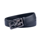 GoPlayer 自動スライドバックル レザーベルト（ブラック）