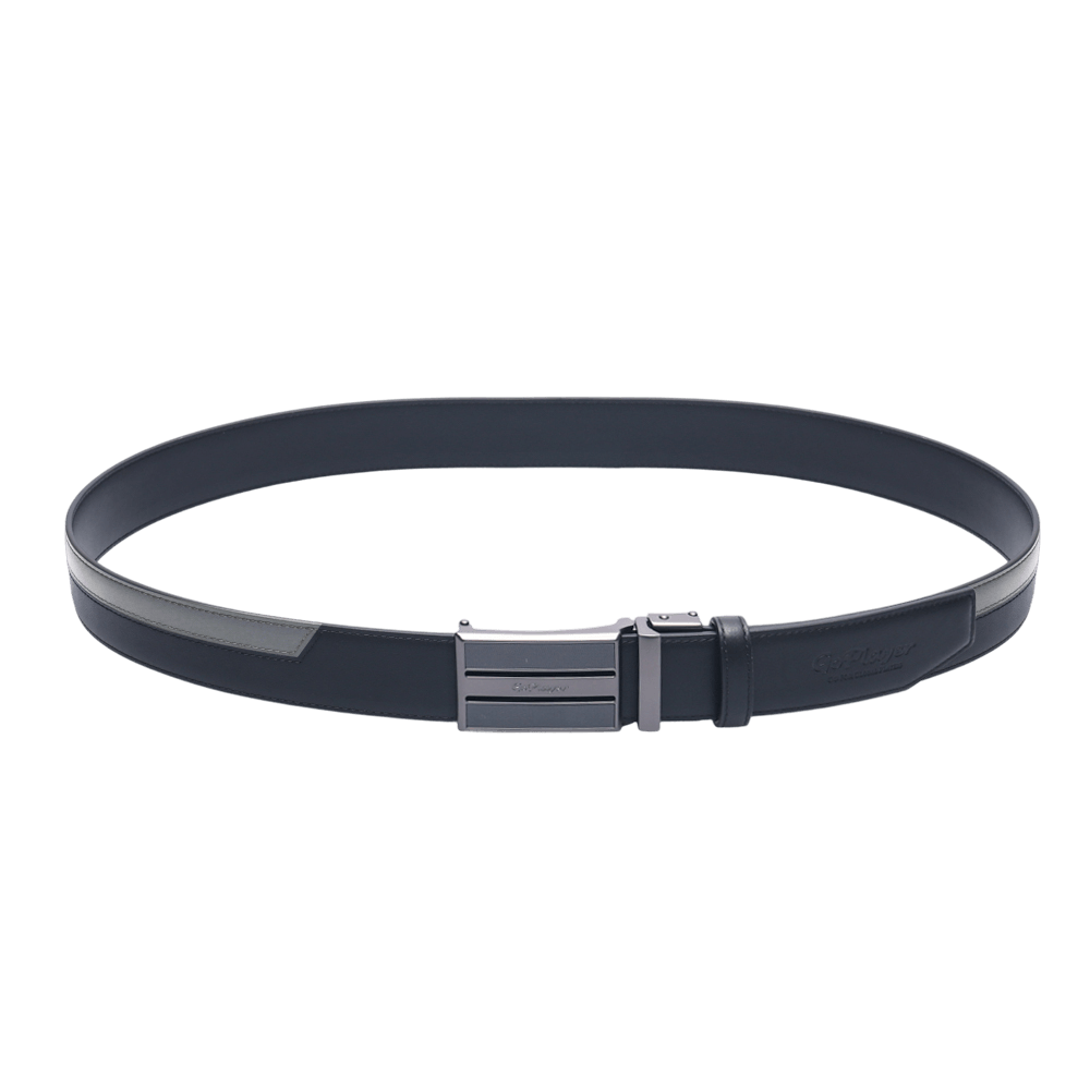 GoPlayer ツートン スライドバックル レザーベルト (ブラック)