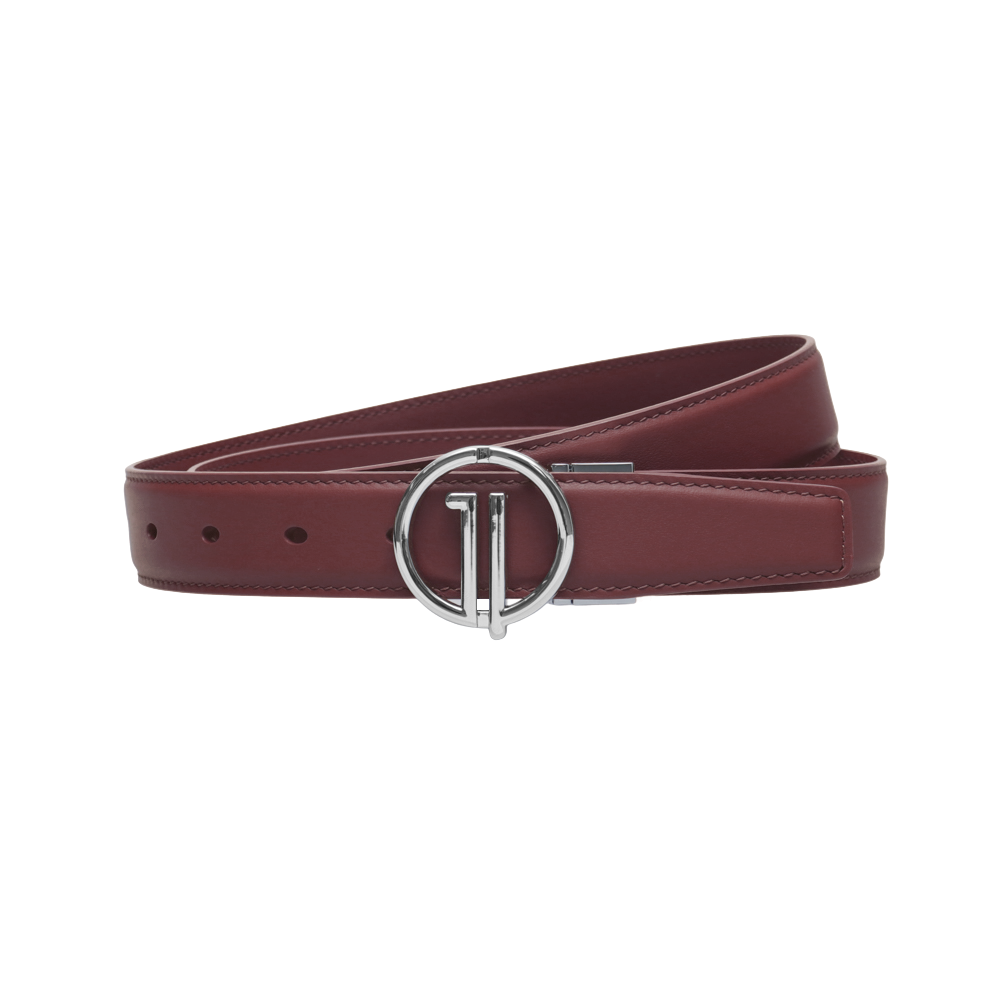GoPlayer Women's Plain Grain Cowhide Leather Belt (Burgundy)