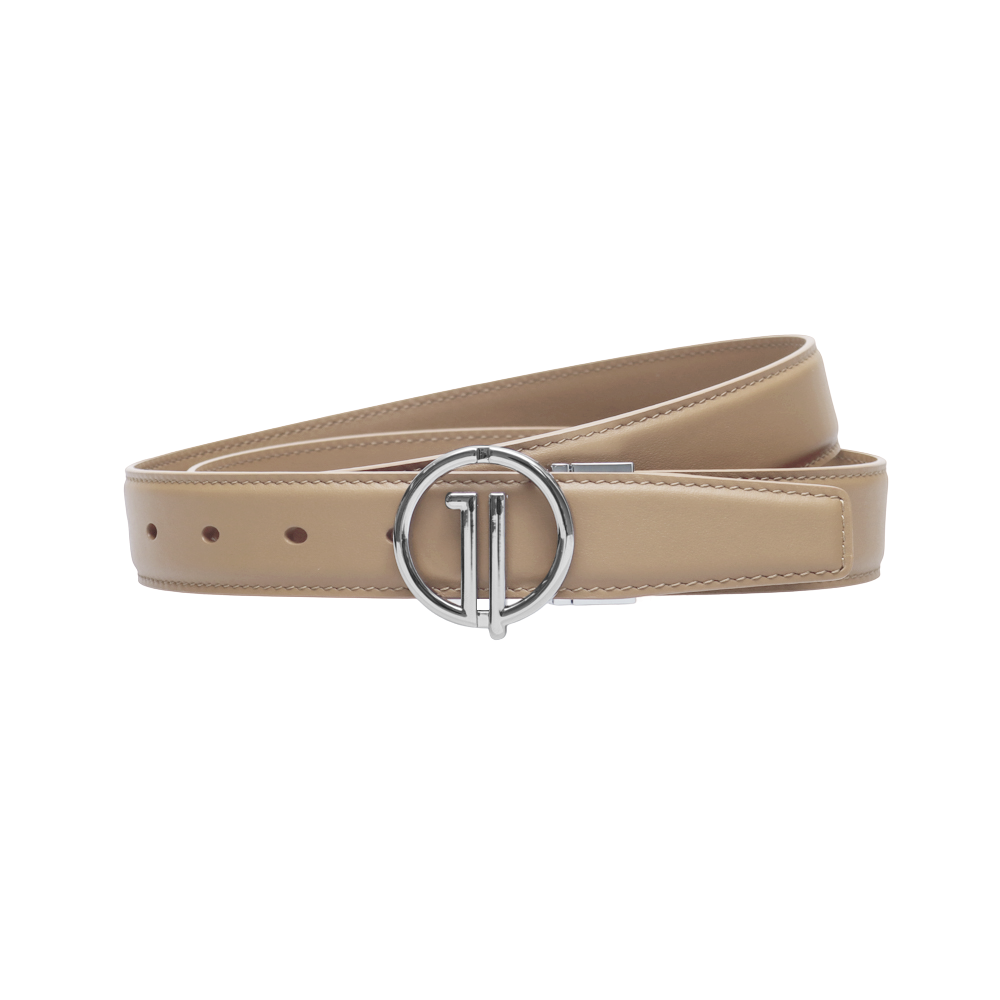 GoPlayer Women's Plain Grain Top Grain Leather Belt (Khaki)