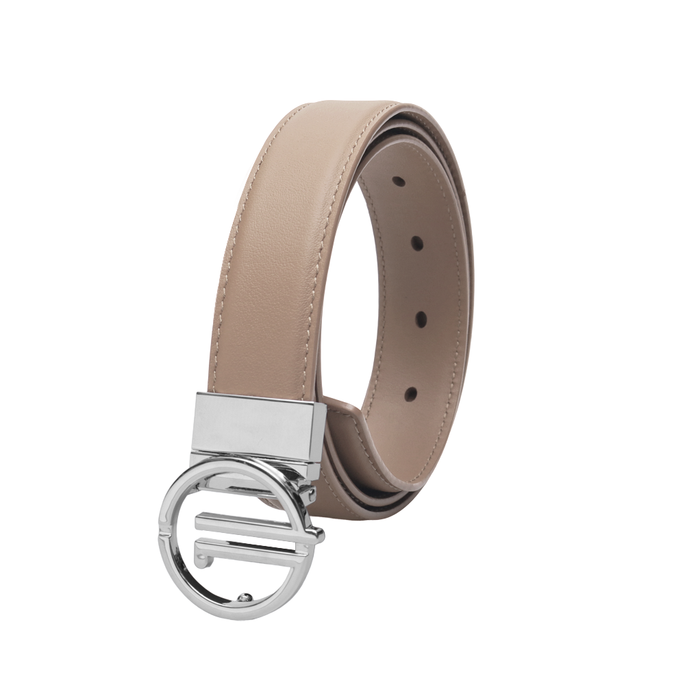 GoPlayer レディース プレーングレイン トップグレインレザーベルト (カーキ)