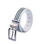 GoPlayer35mm両面バックルベルト(白/白と黒のストライプ)