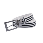 GoPlayer35mm両面バックルベルト(白/白と黒のストライプ)