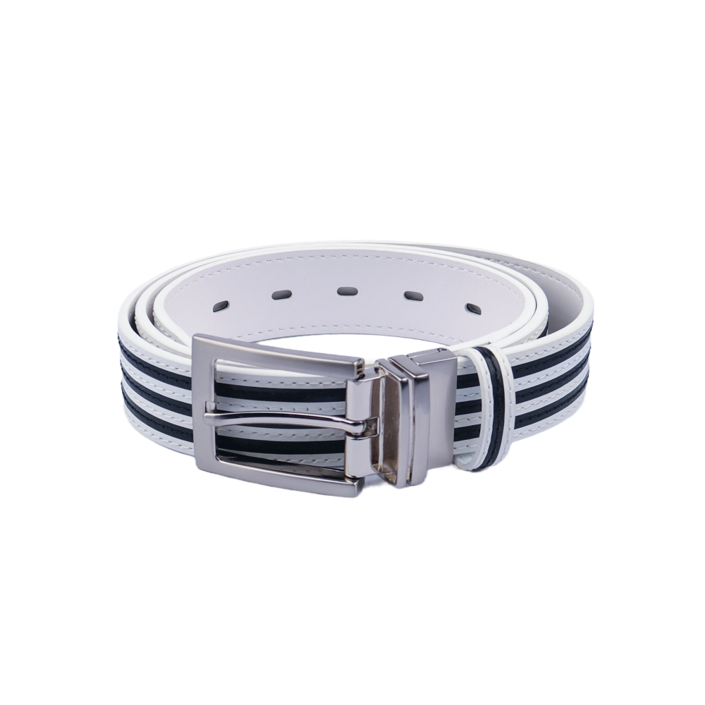 GoPlayer35mm ​​double-sided buckle belt (white/white and black stripes)