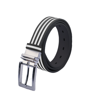 GoPlayer 35mm double-sided buckle belt (black/black and white strips)