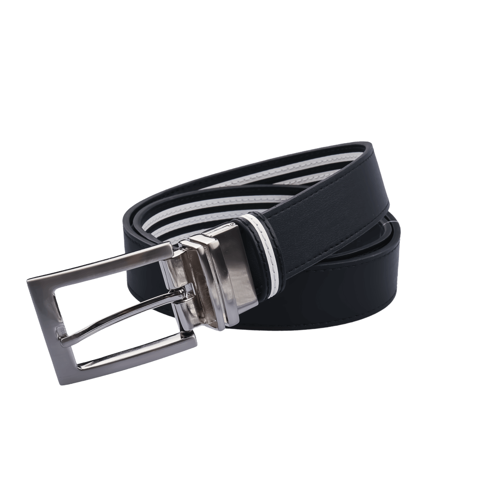 GoPlayer 35mm double-sided buckle belt (black/black and white strips)