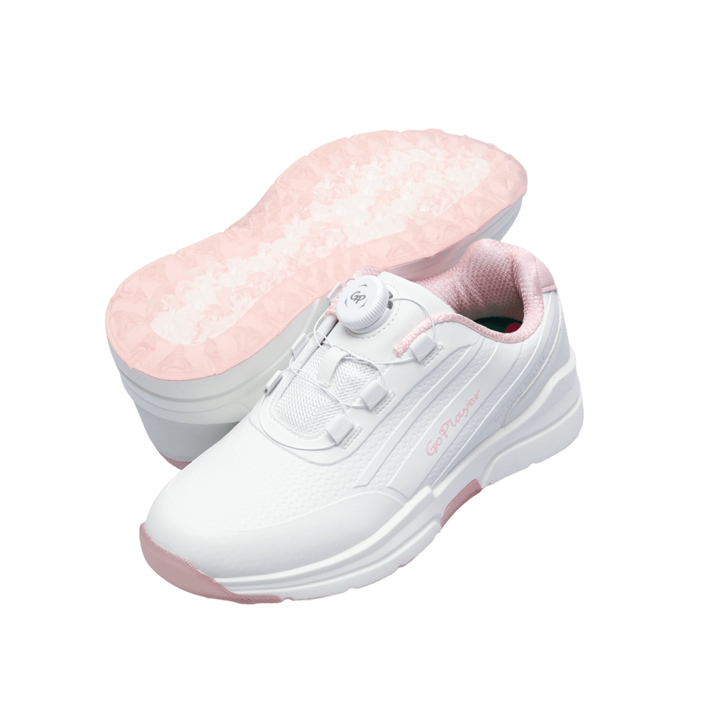 GoPlayer EliteLinks 高爾夫旋鈕女鞋(白粉)