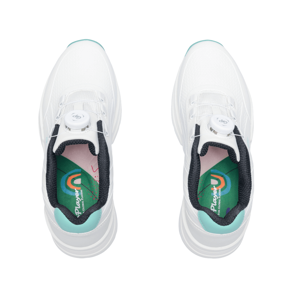 GoPlayer EliteLinks Golf Knob Women's Shoes (White and Green)