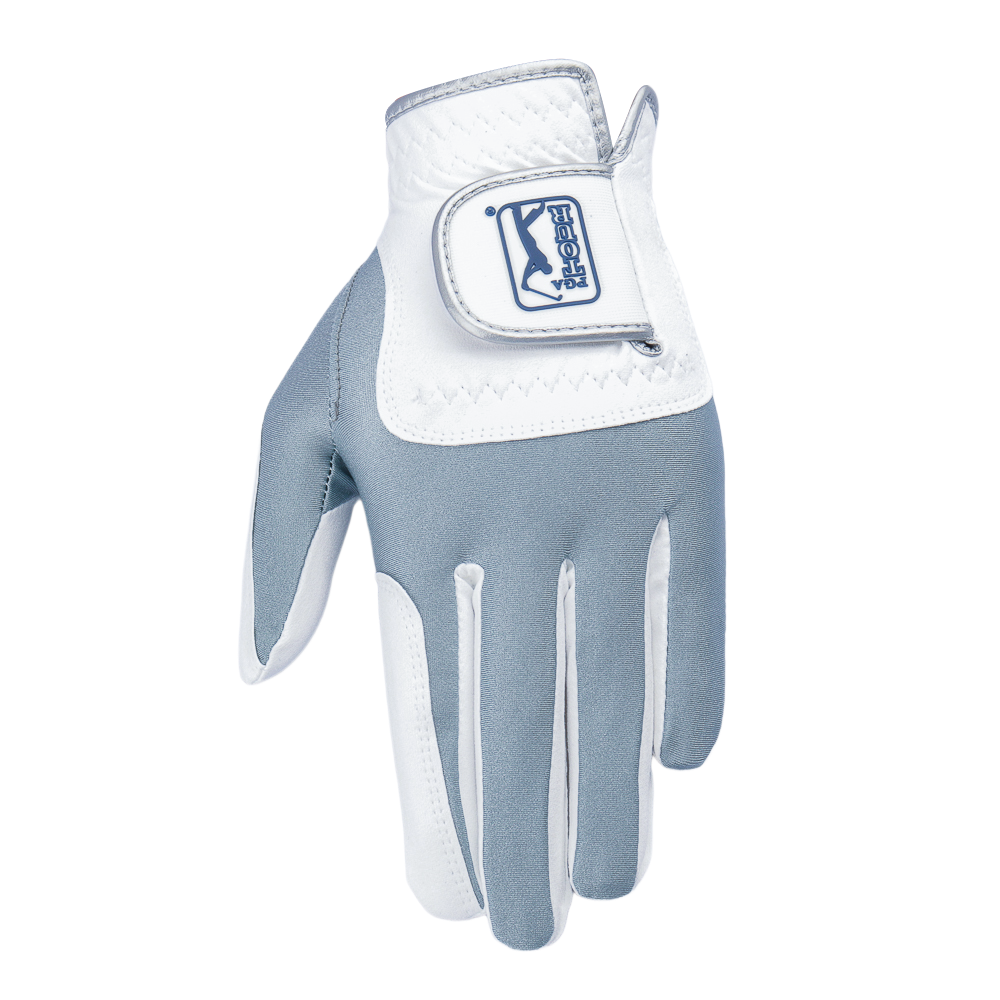 PGA Men's Golf Elastic Non-slip Gloves (White Gray)