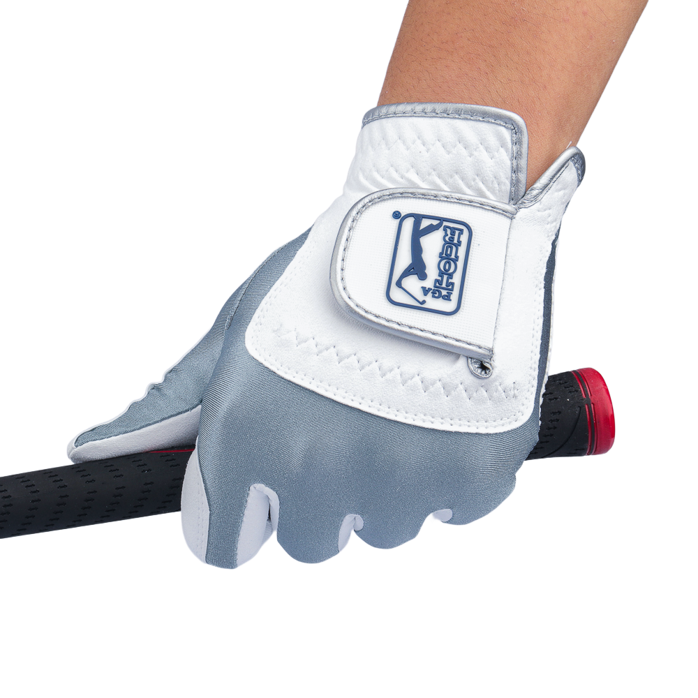 PGA Men's Golf Elastic Non-slip Gloves (White Gray)