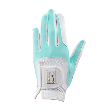 PGA women's golf elastic cloth non-slip gloves (white and green)