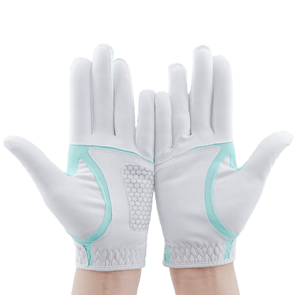 PGA women's golf elastic cloth non-slip gloves (white and green)