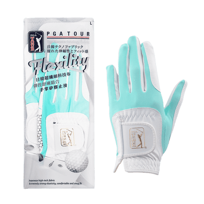 PGA women's golf elastic cloth non-slip gloves (white and green)