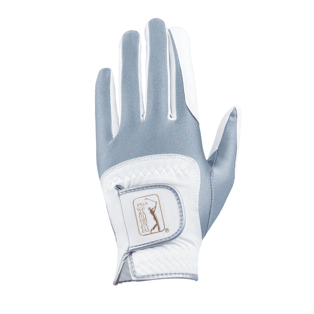 PGA women's golf elastic cloth non-slip gloves (white and green)