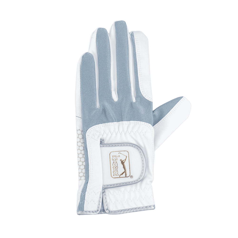 PGA women's golf elastic cloth non-slip gloves (white and green)