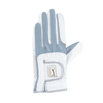 PGA women's golf elastic cloth non-slip gloves (white and green)