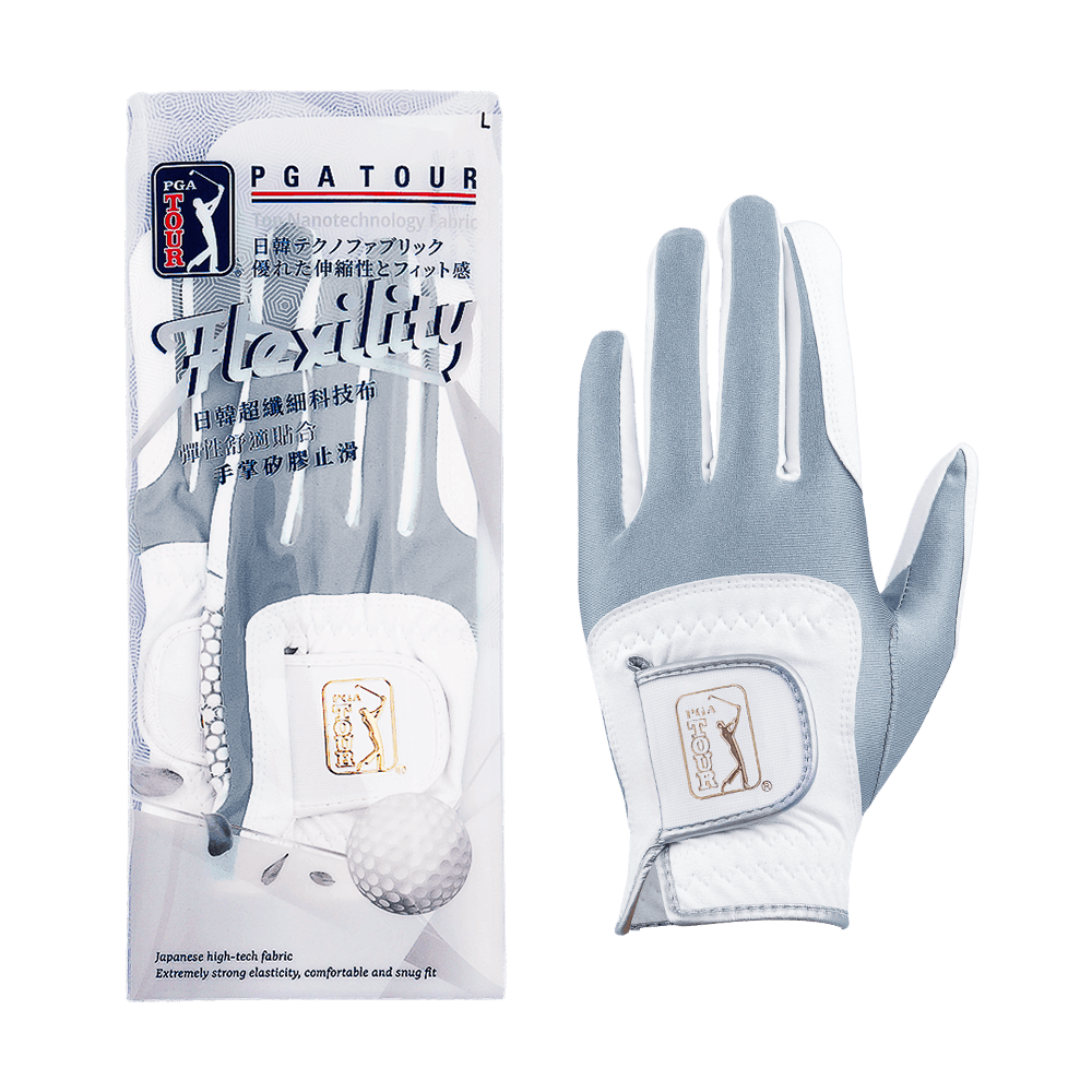 PGA women's golf elastic cloth non-slip gloves (white and green)