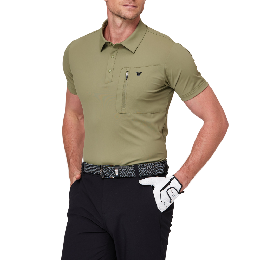 ジッパー付きポケット付き通気性のある半袖シャツ