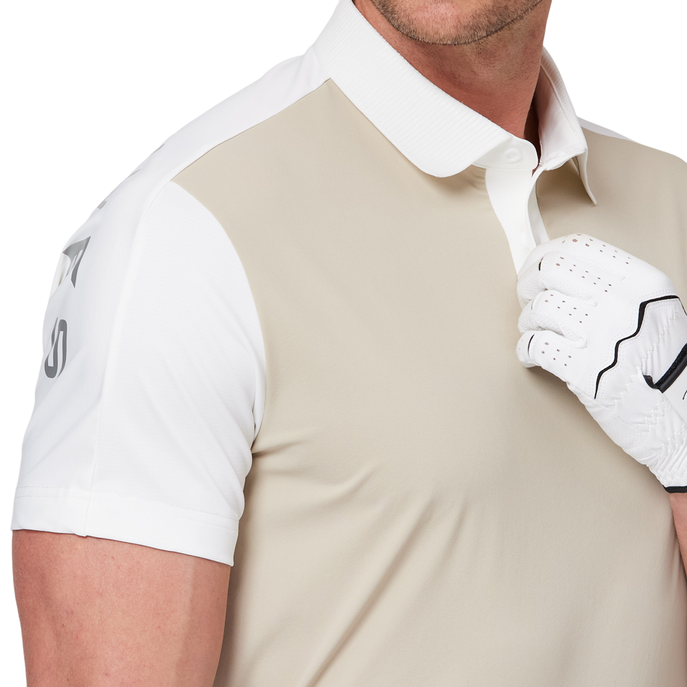 カラーブロックの半袖シャツ