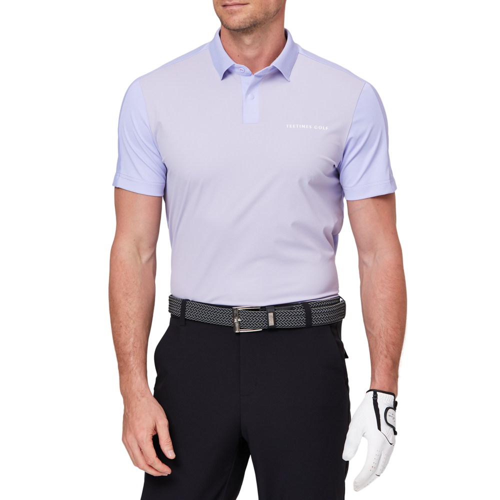 カラーブロックの半袖シャツ