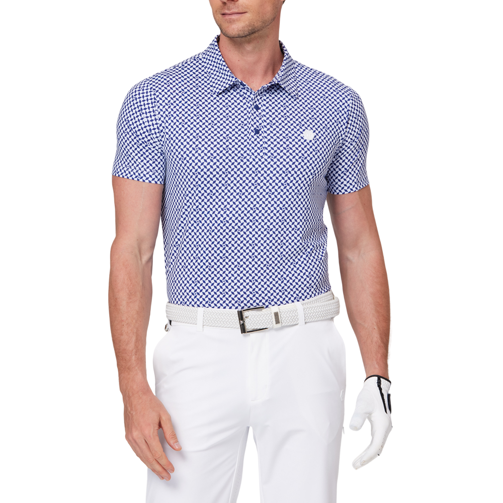 幾何学模様のオールオーバープリント半袖シャツ