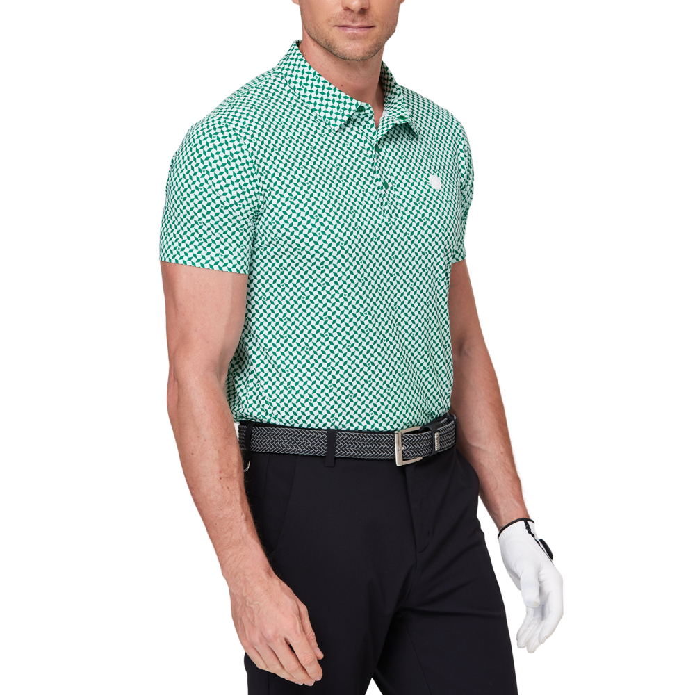 幾何学模様のオールオーバープリント半袖シャツ