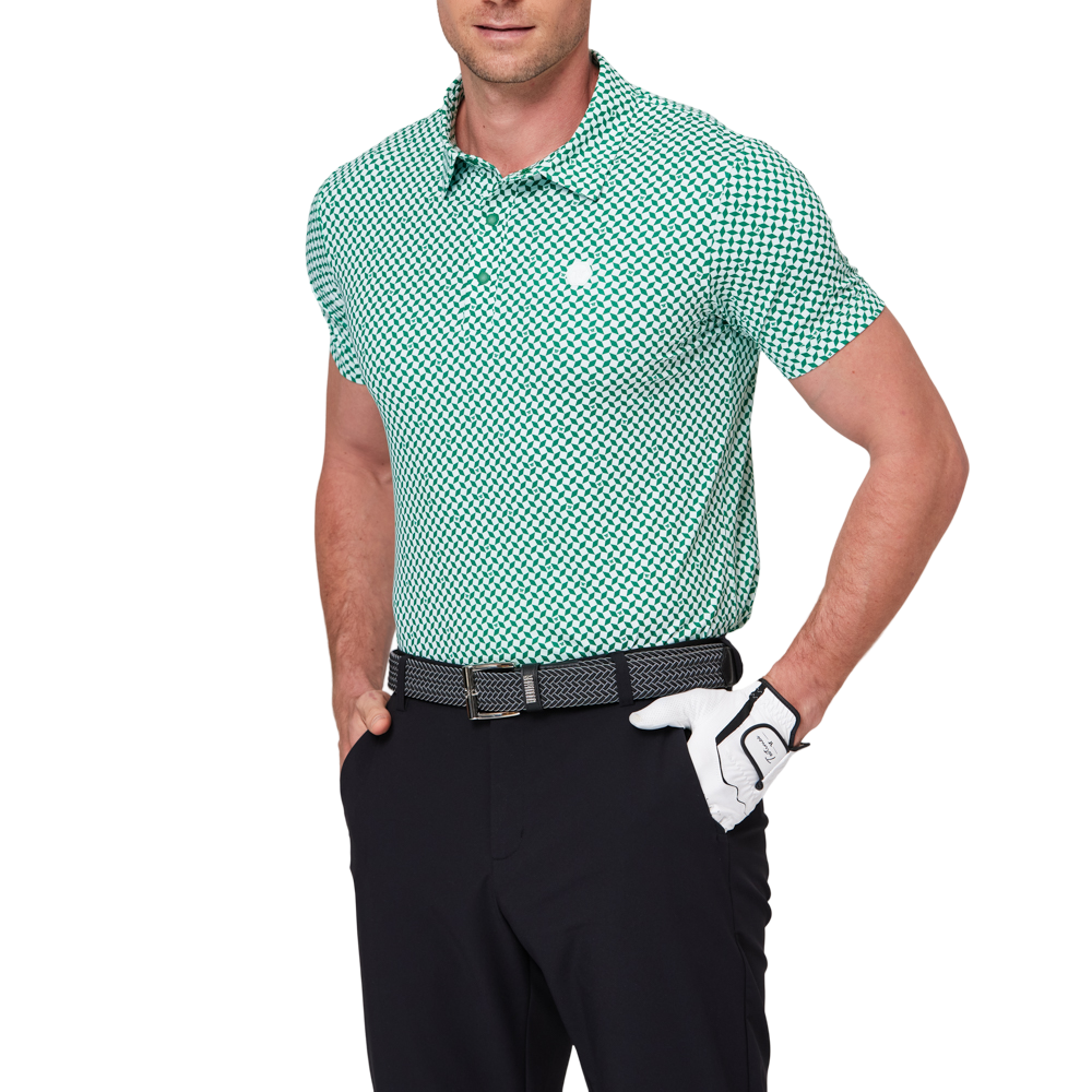 幾何学模様のオールオーバープリント半袖シャツ