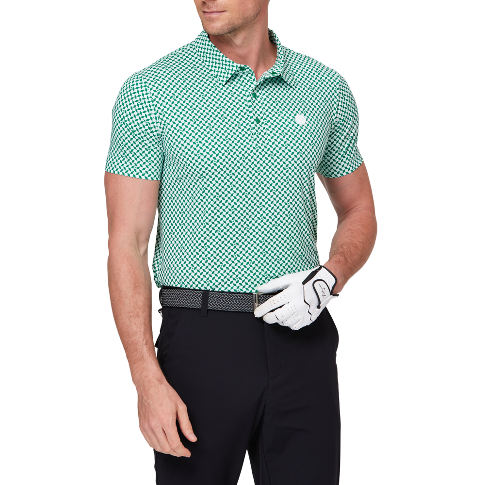 幾何学模様のオールオーバープリント半袖シャツ