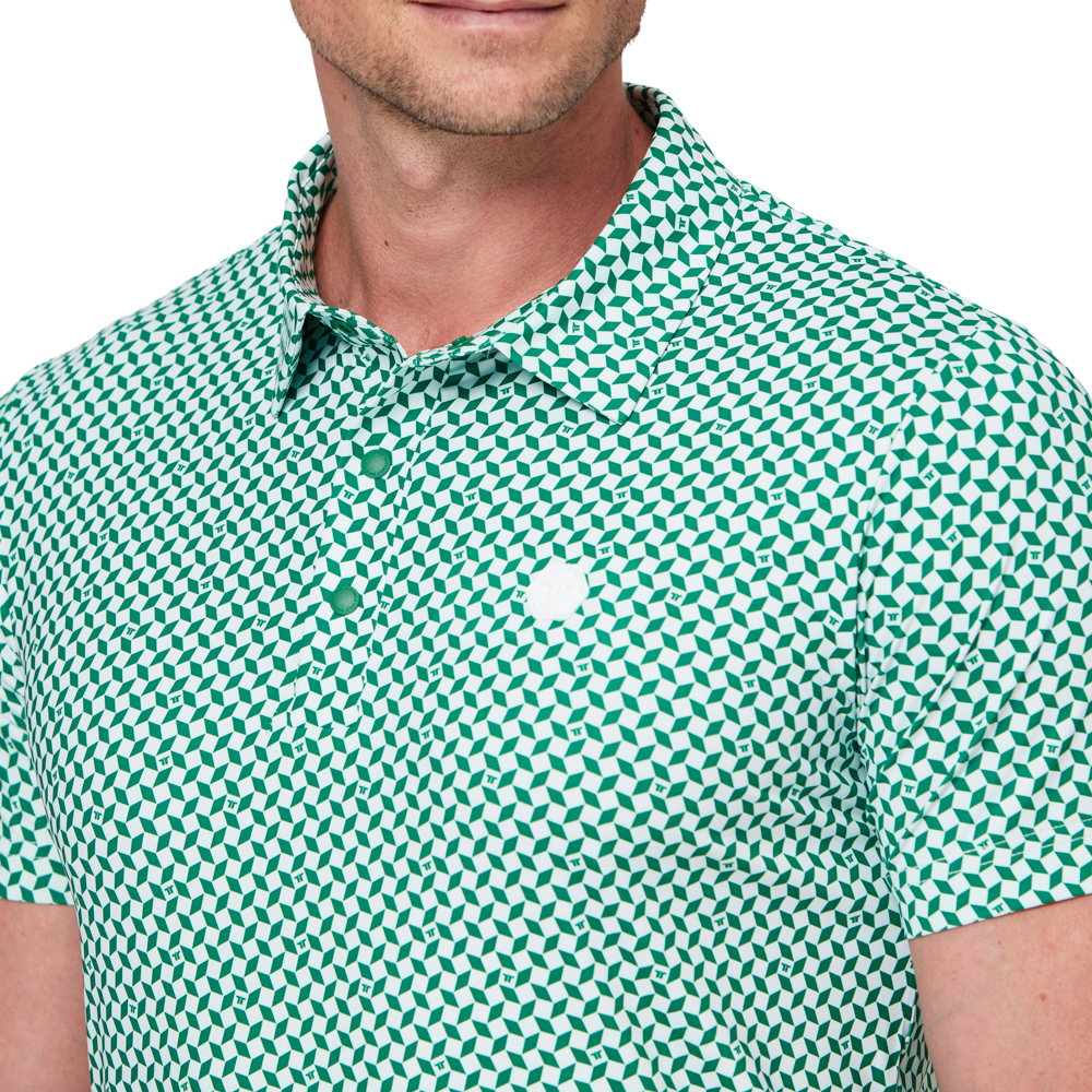 幾何学模様のオールオーバープリント半袖シャツ