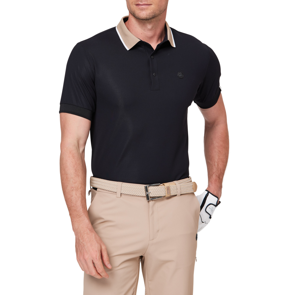 カラーブロックの半袖シャツ