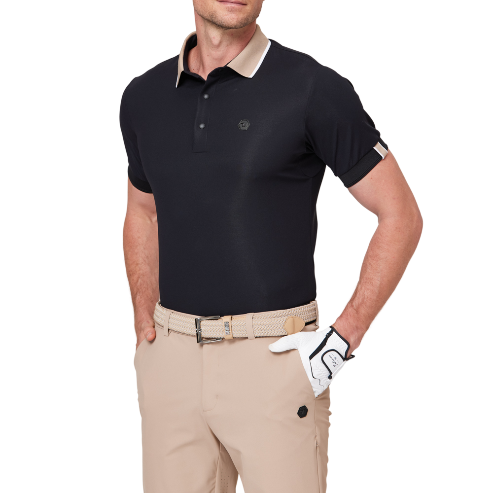 カラーブロックの半袖シャツ