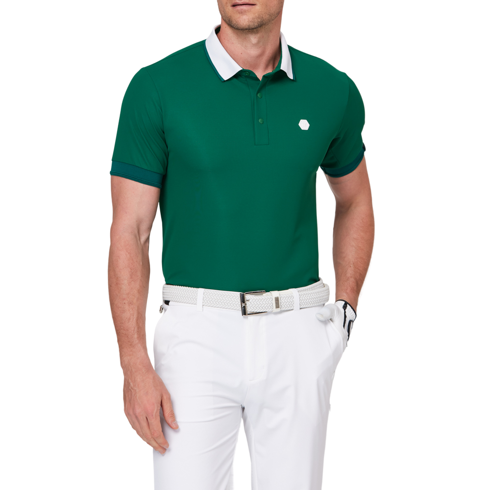 カラーブロックの半袖シャツ