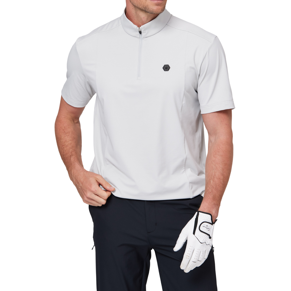 Stand-up collar, half-open short sleeves